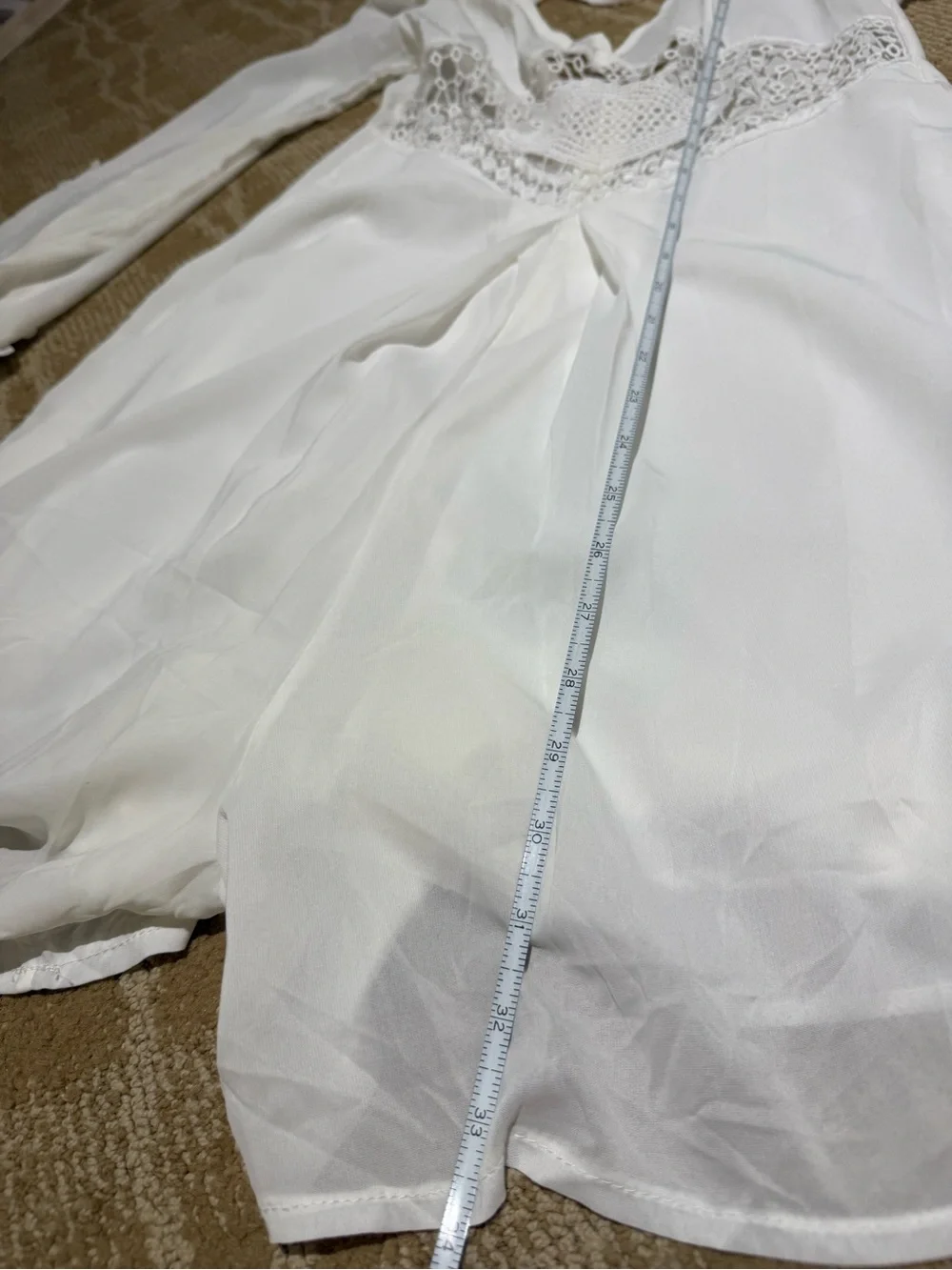 NEW-White Crochet-Trim V-Neck Swim Romper Coverup